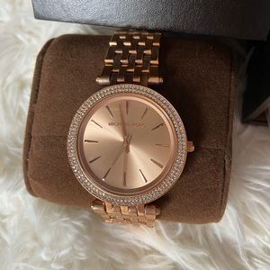 Michael Kors rose gold watch with rhinestones